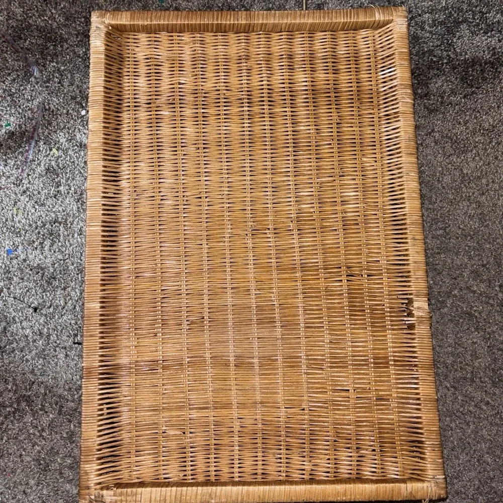Vintage French Woven Wicker Rattan Basket   22